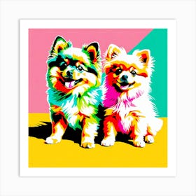 Pomeranian Pups, This Contemporary art brings POP Art and Flat Vector Art Together, Colorful Art, Animal Art, Home Decor, Kids Room Decor, Puppy Bank - 104th Art Print