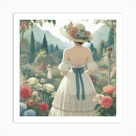 Girl In A Garden Art Print