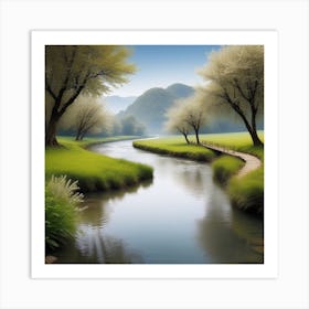 River In Spring 3 Art Print