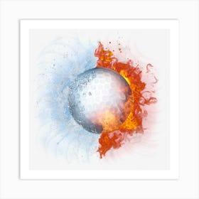 Flame Ball Golf Effects Orange Art Print