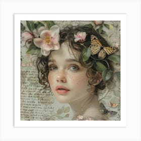 Girl With Butterflies 1 Art Print