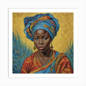 Discover African Beauty: A Stunning Image of a Woman in Cultural Attire Art Print