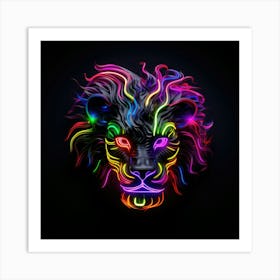 Neon Lion Head 1 Affiche