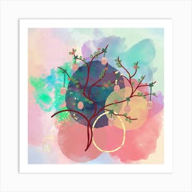 Tree Of Life midcentury modern abstract boho colorful art Art Print