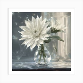 White Flowers In A Vase Art Print