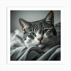 Cat On A Blanket 1 Art Print