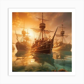 Ships In The Sea Art Print