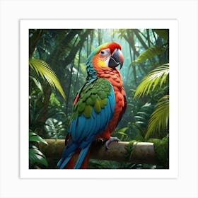 Colorful Parrot In The Jungle Art Print