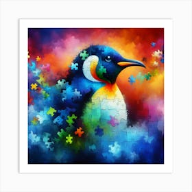 Abstract Puzzle Art Penguin 6 Art Print