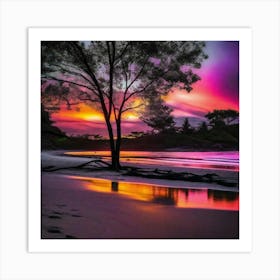 Sunset On The Beach 36 Art Print