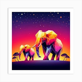 The Willow and Oak Wanderers Elephants Art Print