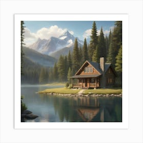 Cabin In The Woods paintings art print Art Print