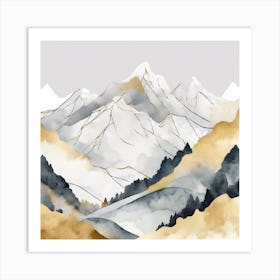 Watercolor Mountains Art Print