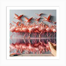 Flamingos Art Print