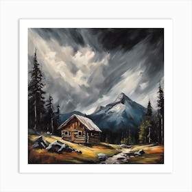 Cabin In The Mountains Art Print
