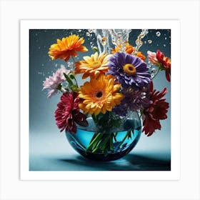 Water Splashing Flowers 8 Art Print