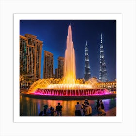 Fountain In Dubai Art Print