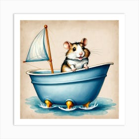 Hamster In A Boat 1 Art Print