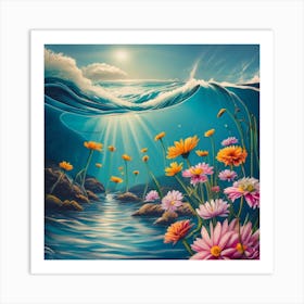 Flowers In The Ocean Art Print