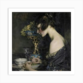 Lady At The Table Art Print