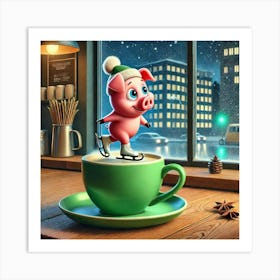 Pig On Ice Art Print