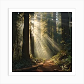 Sunlight In The Redwoods Art Print