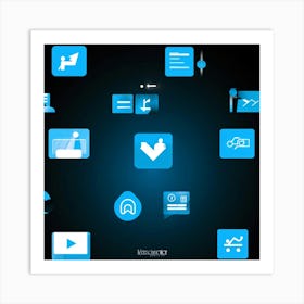 People Control Holiday Set Mass Media Service Device Icon Food Industry Blue Information (25) Art Print