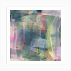 Bold Textured Abstract Print "Spring Awakening" Pink, Blue, Yellow, Multi-Colour, Statement Home Decor, Modern, Contemporary Art Print