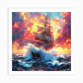 Ship At Sea 1 Art Print