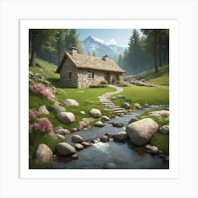 Cabin In The Mountains 4 Art Print