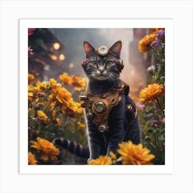 Steampunk Cat Art Print