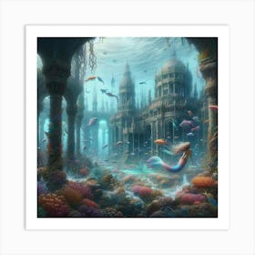 Mermaid In The Sea paintings art print Art Print