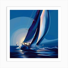 Sailboat At Night Art Print