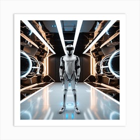 Futuristic Robot In Futuristic Space Art Print