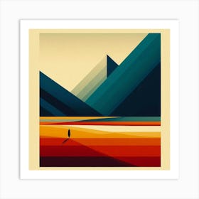 Man Walks Through The Desert Art Print