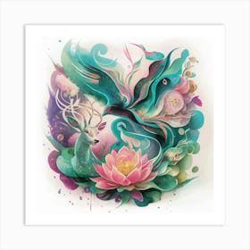 Lotus Flower-artistic tattoo as wall art poster Art Print