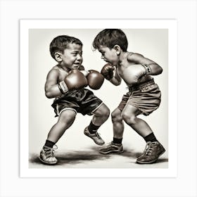 Two Boys Fighting Art Print