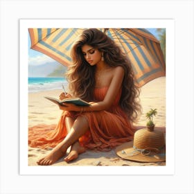 Girl On The Beach Art Print