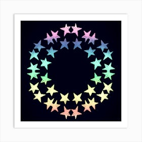 Rainbow Stars In A Circle Affiche