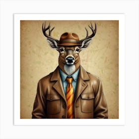 Deer In A Suit 2 Art Print