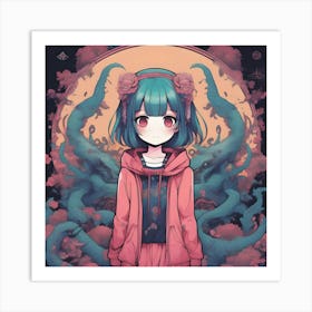 Anime Octopus Girl Art Print