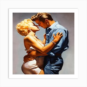 Marilyn Monroe Kissing Art Print