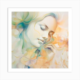 Woman With Spring Flowers Art Print