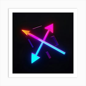 Abstract Navigation Arrows Glowing Neon Colors Against A Dark Gradient Background Suggested Moveme (1) 2 Art Print