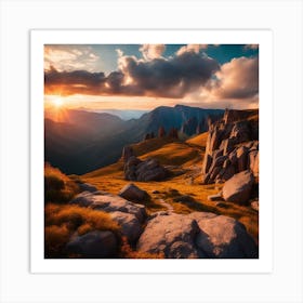 Sunset In The Mountains Art Print