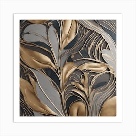 Gold Leaf Wall Art 1 Art Print