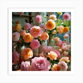 Roses In A Vase Art Print