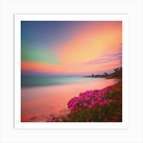 Colorful Sunset At Beach Art Print