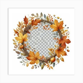 Autumn Leaves Wreath Png Art Print