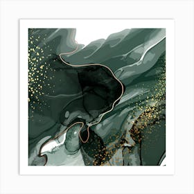 Abstract Elegance Green and Gold Art Print